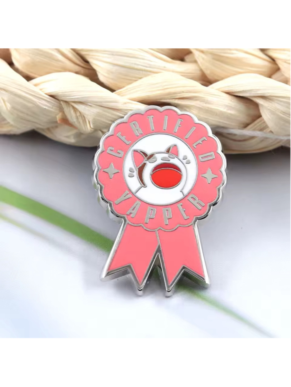 Funny Cat Ribbon Certified Yapper Enamel Pin